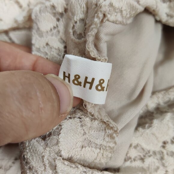 H&H&R Kid's Dress Size M Beige Lace Lined Boho Bohemian Party Minimalist Chic - Picture 6 of 11